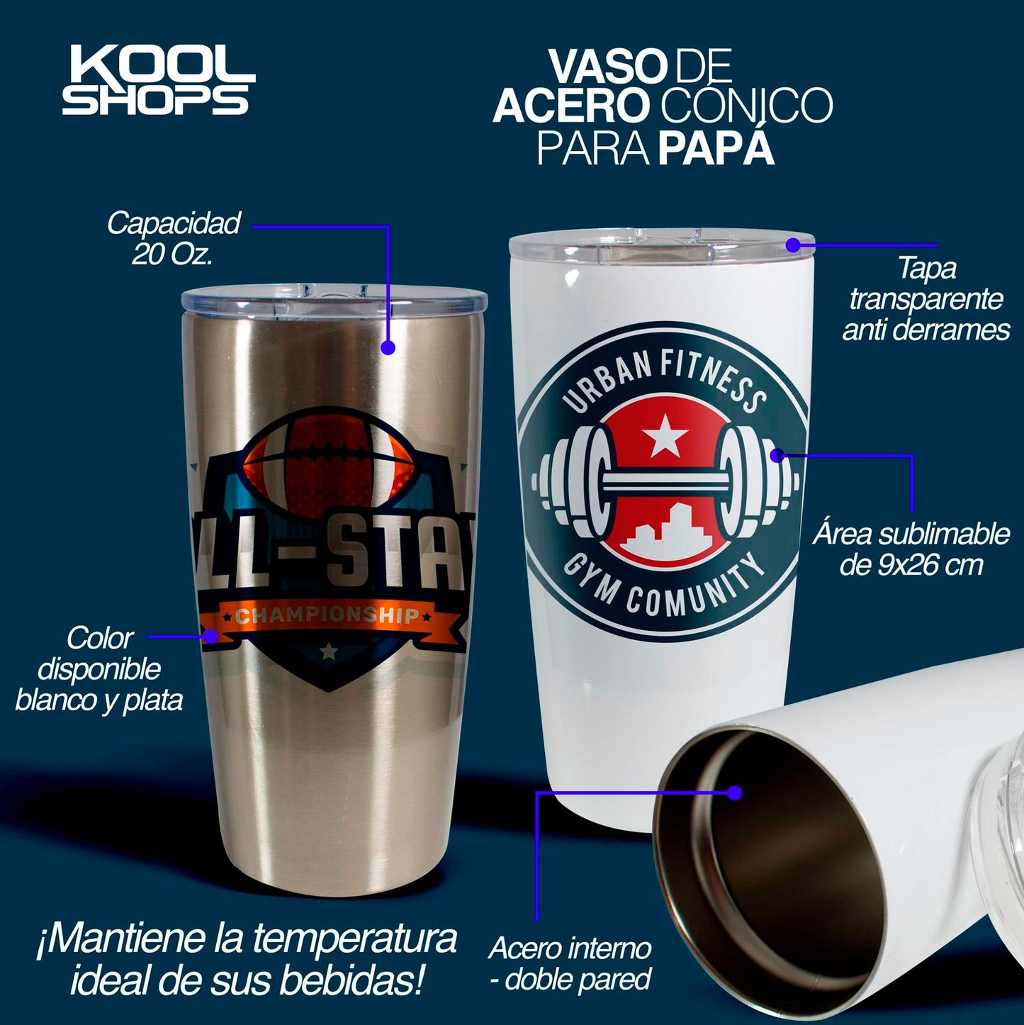 Vaso Cónico de Acero 600 ml